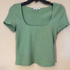 Madewell Popcorn Top Women S Textured Crop Stretch Smocked Green Shirt